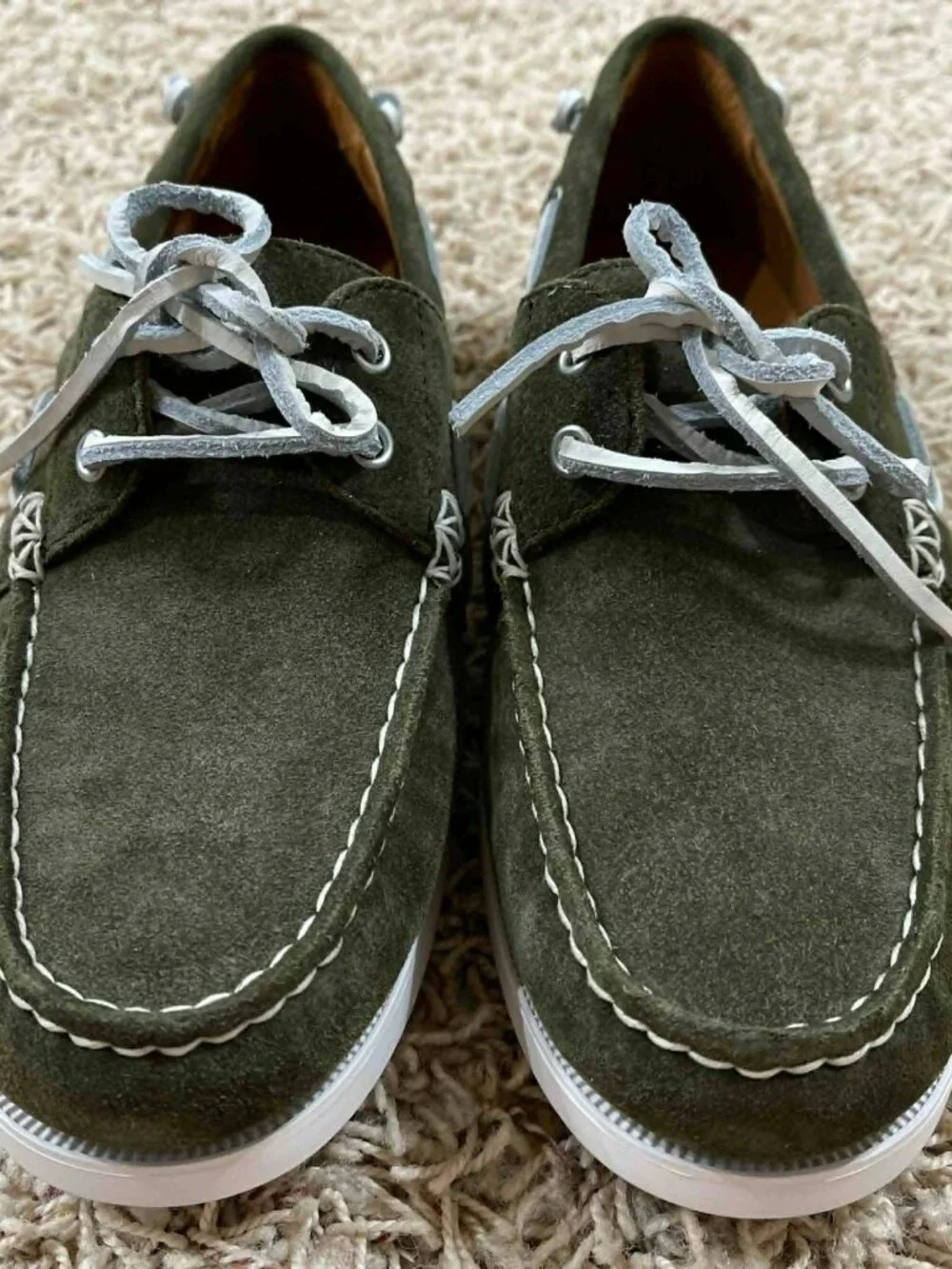 Polo Ralph Lauren Men’s Merton Suede Boat Shoes Olive, Size 9 (New)